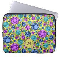 Monogram Polka Dots Pattern in Pink Blue Teal -