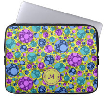 Monogram Polka Dots Pattern in Pink Blue Teal - 