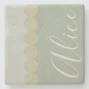 Monogram & Polka Dots Sandstone Coaster
