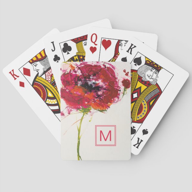 Monogram | Poppy on White Playing Cards (Back)