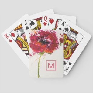 Monogram Poppy on White Playing Cards