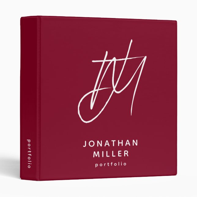 Monogram Portfolio Binder Modern Minimalist Design (Front/Spine)