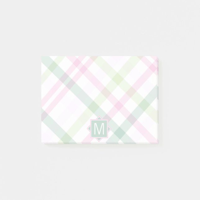 Monogram | Preppy Plaid Post-it Notes (Front)