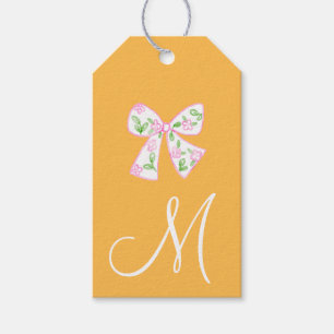 Monogram Preppy Pumpkin Bows Thanksgiving Gift Tags