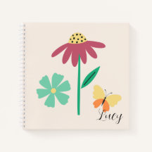 Monogram pretty botanical for kids girly pink