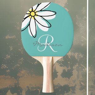 Monogram Pretty Doodle Daisy Flower Ping Pong Paddle