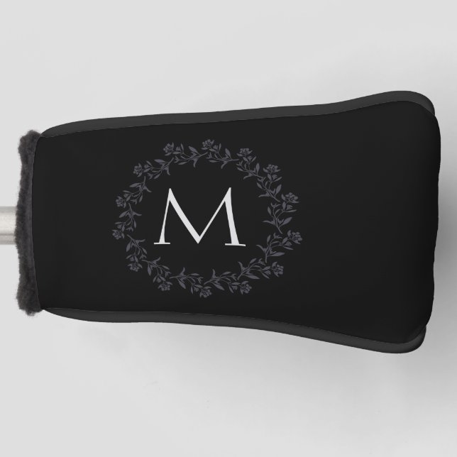 Monogram Pretty Floral Wreath Golf Head Cover (Front)