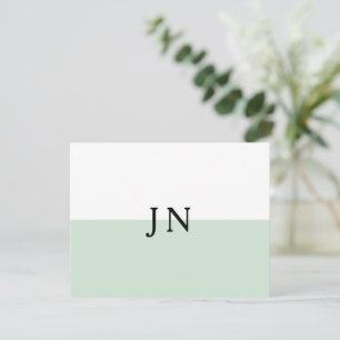 Monogram Pretty Green Pastel White Colour Block Card