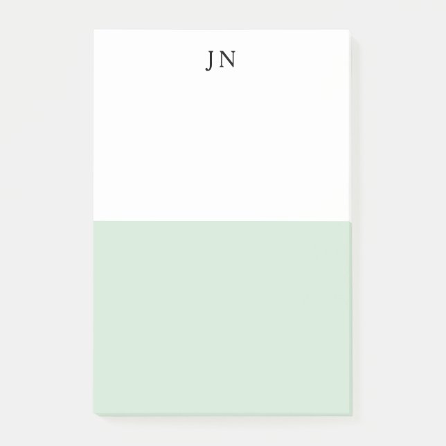 Monogram Pretty Green Pastel White Colour Block Post-it Notes (Front)