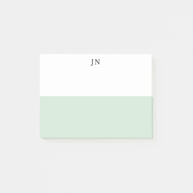 Monogram Pretty Green Pastel White Colour Block Post-it Notes (Front)
