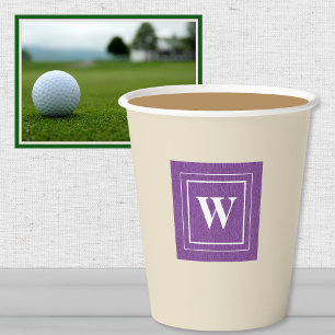 Monogram, Pretty Purple Denim Print 8oz Paper Cups