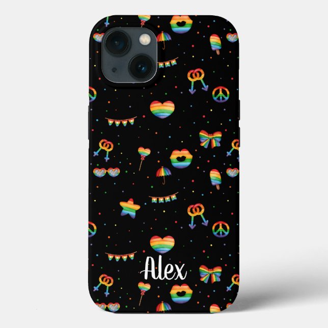 Monogram Pride Rainbow LGBT Gay Queer One Love Case-Mate iPhone Case (Back)