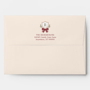 Monogram Printed Return Address Christmas Envelope