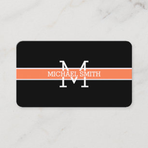 Monogram Professional Coral Horizontal Line Business Card