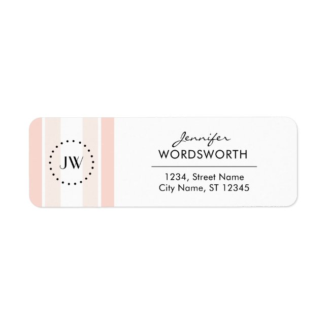 Monogram Professional Coral Pastel Address Labels (Front)