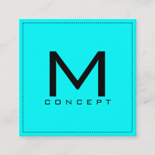 Monogram Professional Elegant Modern Aqua Square Business Card