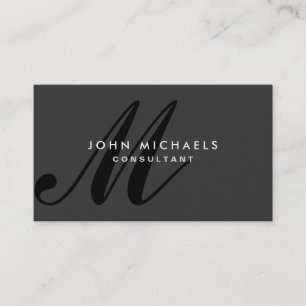 Monogram Professional Elegant Modern Black Business Card