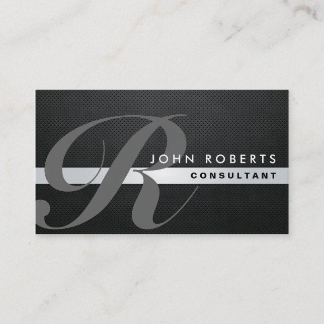 Monogram Professional Elegant Modern Black Business Card (Front)