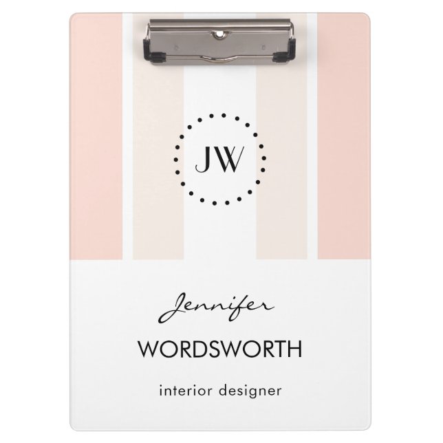 Monogram Professional Elegant Pastel Clipboard (Front)
