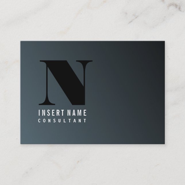 Monogram Professional Modern Cadet Gradient Business Card (Front)