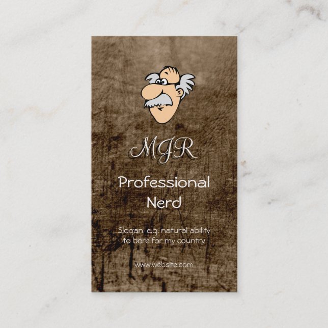 Monogram, Professional Nerd, leather-effect Business Card (Front)
