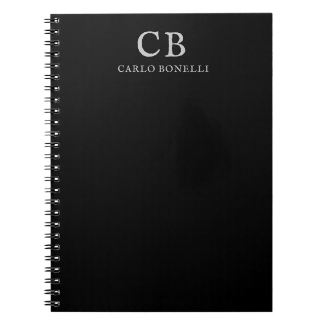 Monogram Professional Plain Minimalist Black Notebook (Front)