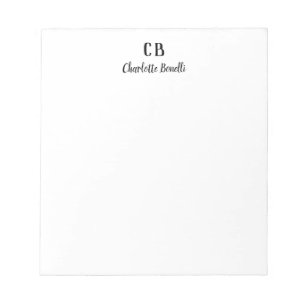 Monogram Professional Plain Minimalist Modern Notepad