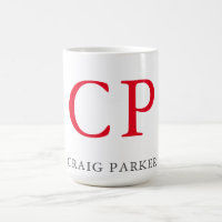 Monogram Professional Plain Red White Initials