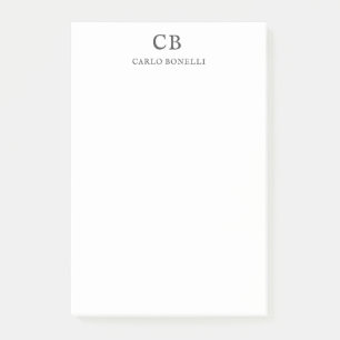 Monogram Professional Plain Simple Minimalist Post-it Notes
