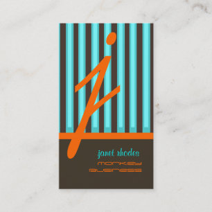 Monogram psychedelic colours/chocolate stripes business card
