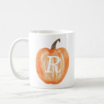 Monogram Pumpkin Coffee Mug<br><div class="desc">Watercolor pumpkin design that can be personalized with an initial or monogram.</div>