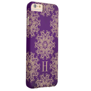 Monogram Purple and Gold Exotic Medallion Barely There iPhone 6 Plus Case