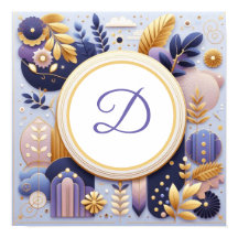 Monogram Purple and Gold Wall Art