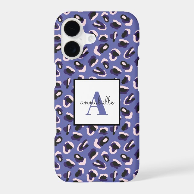 Monogram Purple Animal Leopard Print Personalized (Back)