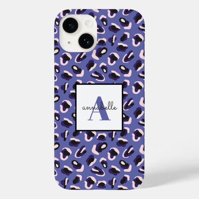 Monogram Purple Animal Leopard Print Personalized Case-Mate iPhone Case (Back)
