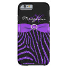 Monogram Purple, Black Glitter Zebra iPhone 6 case