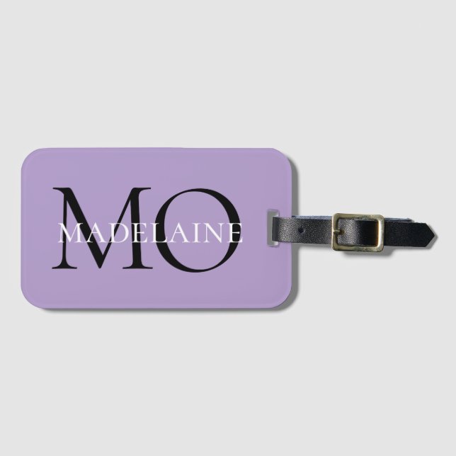  Monogram Purple Black Personal Travel Luggage Tag (Front Horizontal)