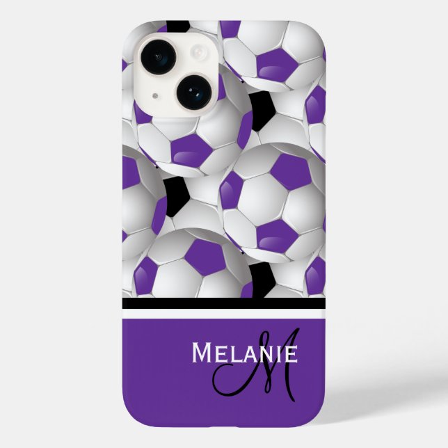 Monogram Purple Black Soccer Ball Pattern Case-Mate iPhone Case (Back)