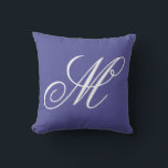 Monogram Purple Chevron Personalized Throw Pillow<br><div class="desc">Monogram Purple Chevron Personalized Throw Pillow Cushion features a simple purple background with a soft chevron pattern overlay personalised with your custom monogram in elegant script. Designed by ©Evco Studio www.zazzle.com/store/evcostudio</div>