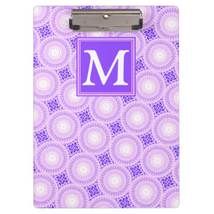 Monogram purple circles pattern clipboard