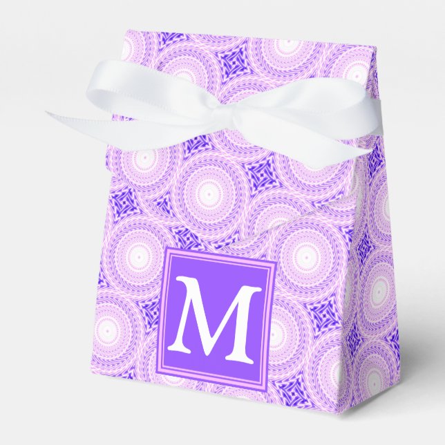 Monogram purple circles pattern favor box (Front Side)