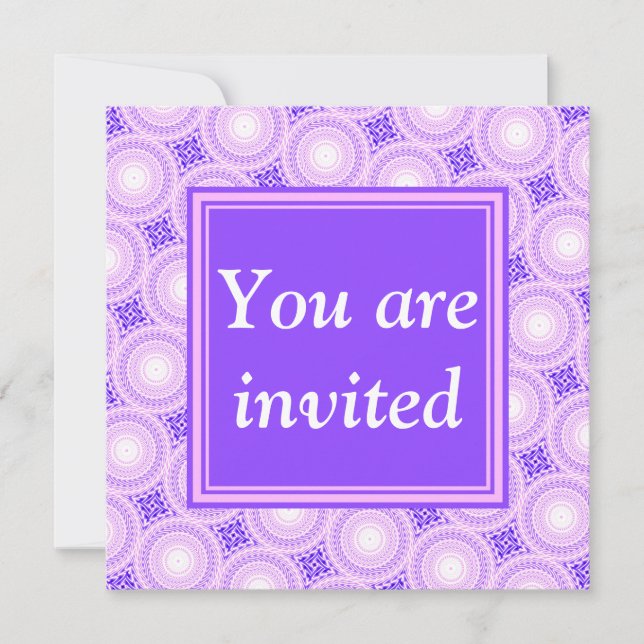 Monogram purple circles pattern invitation (Front)