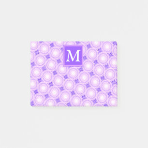 Monogram purple circles pattern post-it notes