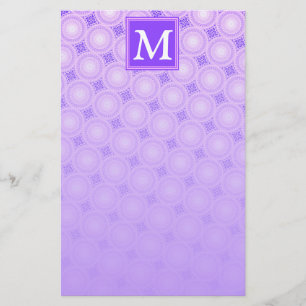 Monogram purple circles pattern stationery