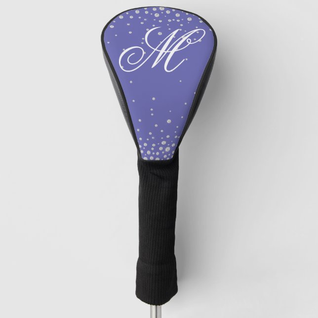 Monogram Purple Diamonds Personalized Golf Head Cover (Front)