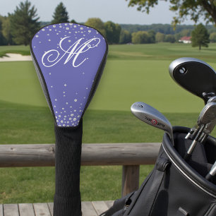Monogram Purple Diamonds Personalized Golf Head Cover