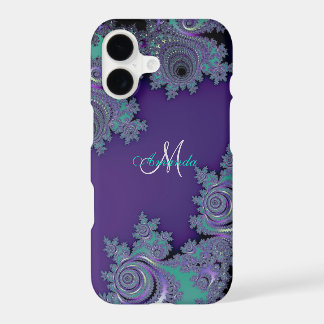 Monogram Purple Fractal Lace iPhone Case