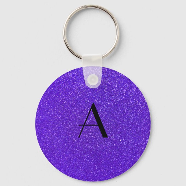 Monogram purple glitter keychain (Front)