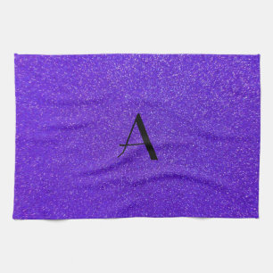 Monogram purple glitter kitchen towel