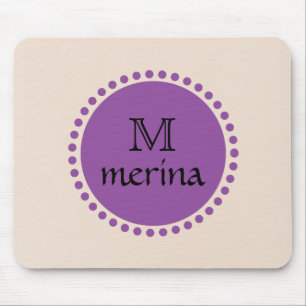 Monogram Purple Gold Circle Mouse Pad